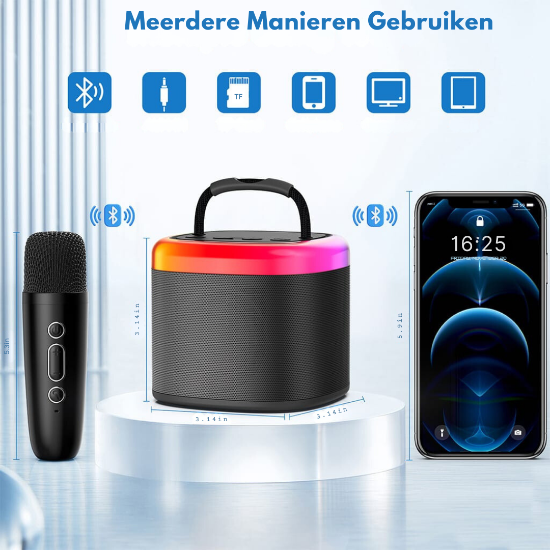Bayline™ |  D17 Mini Karaoke Machine Voor Kinderen Met Draadloze Microfoons