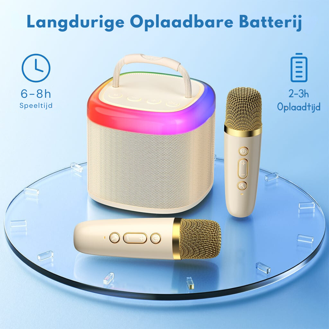 Bayline™ |  D17 Mini Karaoke Machine Voor Kinderen Met Draadloze Microfoons