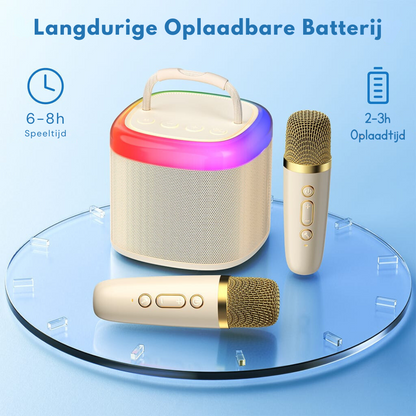 Bayline™ |  D17 Mini Karaoke Machine Voor Kinderen Met Draadloze Microfoons