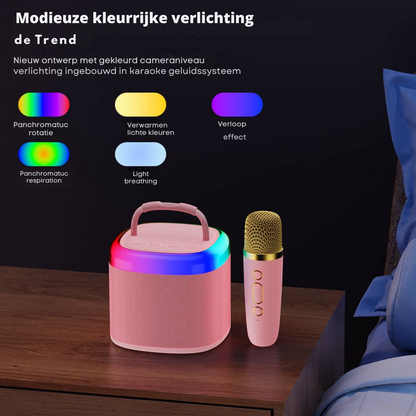 Bayline™ |  D17 Mini Karaoke Machine Voor Kinderen Met Draadloze Microfoons