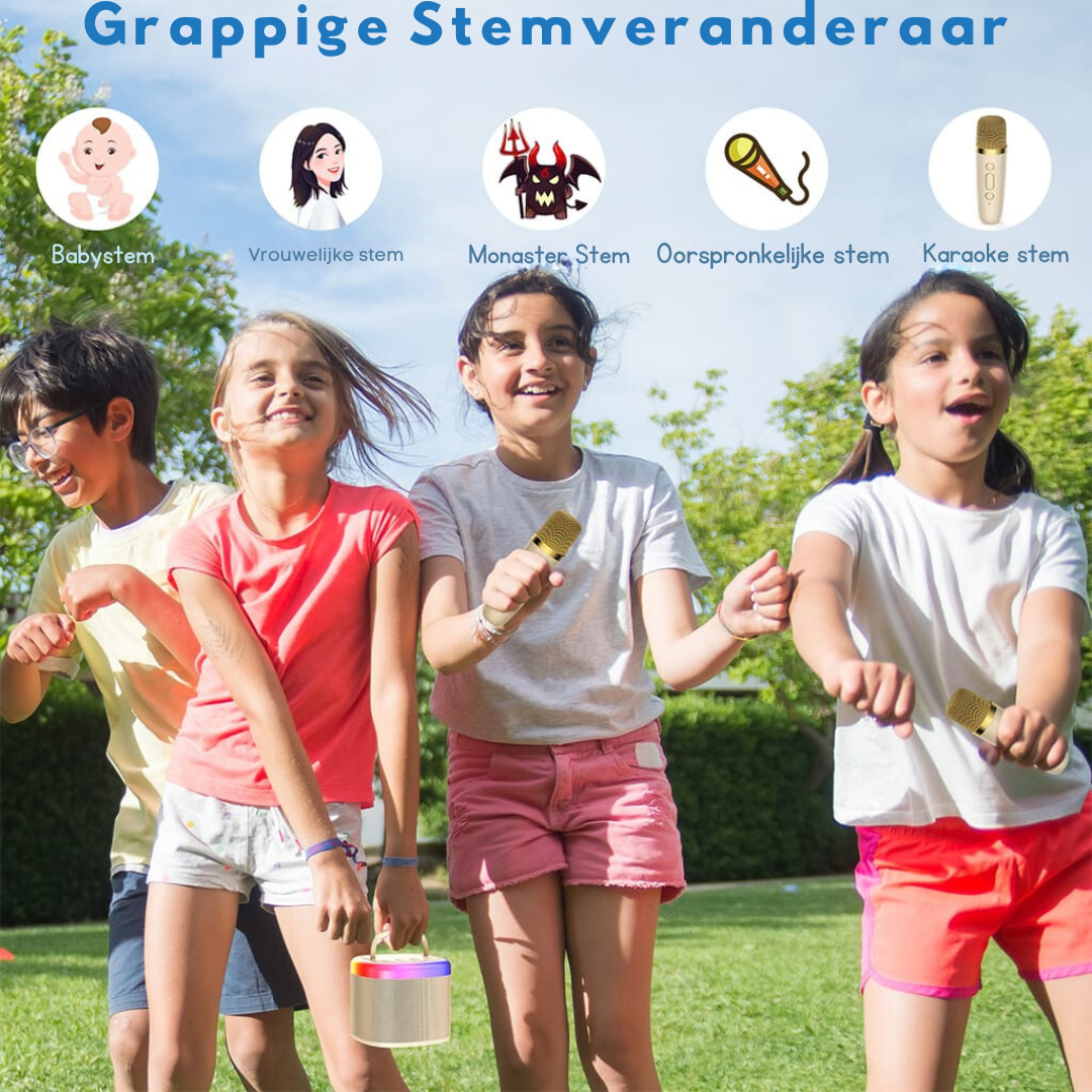 Bayline™ |  D17 Mini Karaoke Machine Voor Kinderen Met Draadloze Microfoons