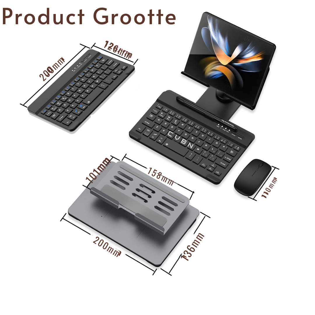 Bayline™ | Bureaustandaard en Bluetooth-Toetsenbord Voor Samsung Galaxy Z Fold Series
