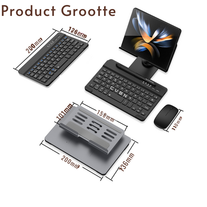 Bayline™ | Bureaustandaard en Bluetooth-Toetsenbord Voor Samsung Galaxy Z Fold Series