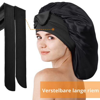 Bayline™ | Satijnen Slaapmuts  Met Elastische Band Voor Dames, Zwart