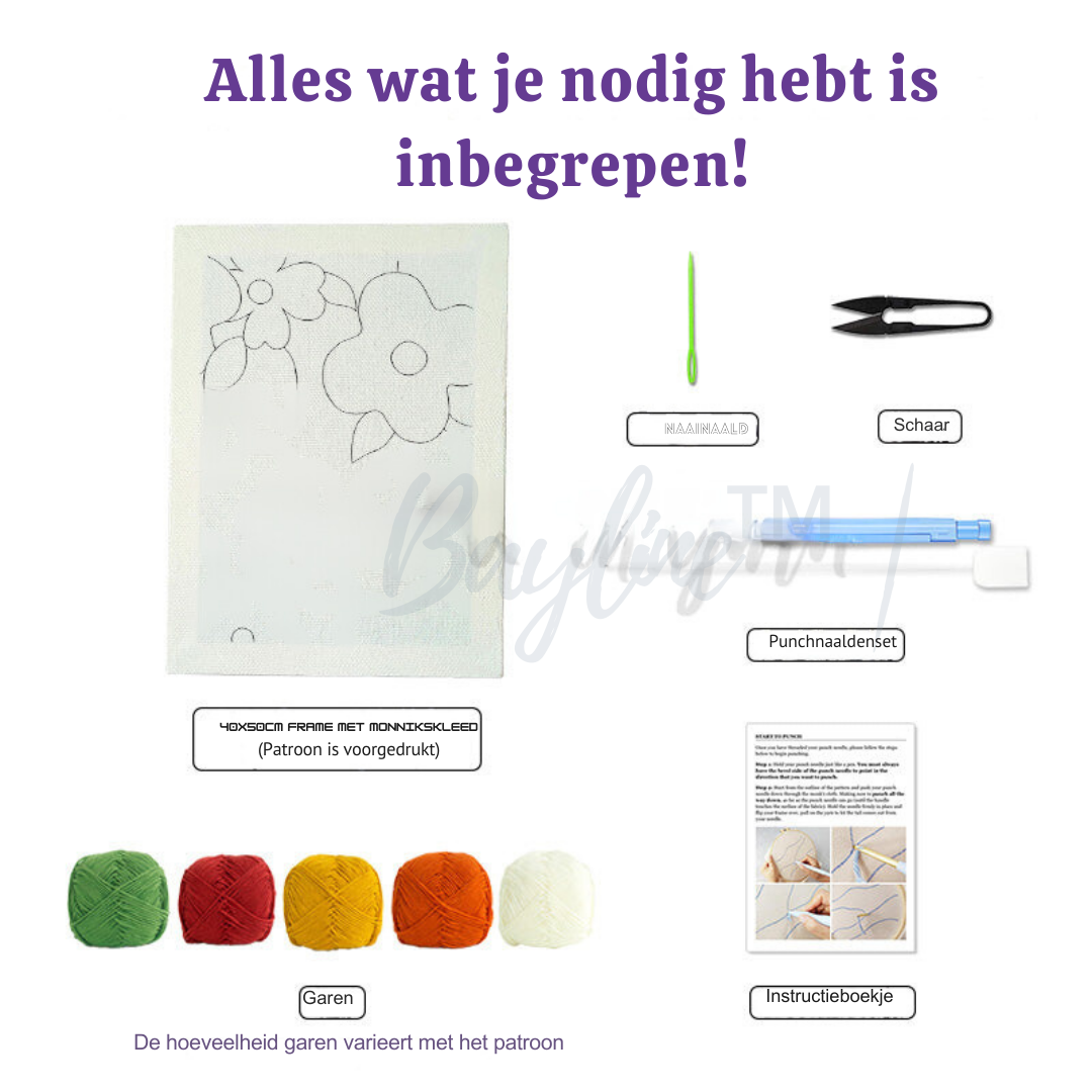 Bayline™ | Heldere Bloesems Punch Naaldenset Met Garen