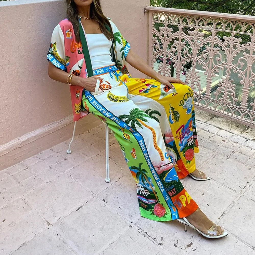 Bayline™ | Unieke Print Casual 2-Delige Satijnen Set
