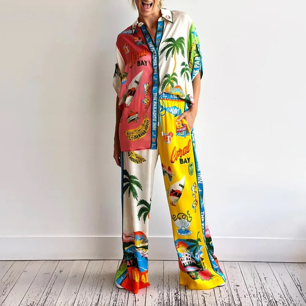 Bayline™ | Unieke Print Casual 2-Delige Satijnen Set