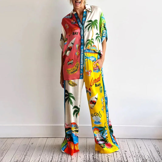 Bayline™ | Unieke Print Casual 2-Delige Satijnen Set