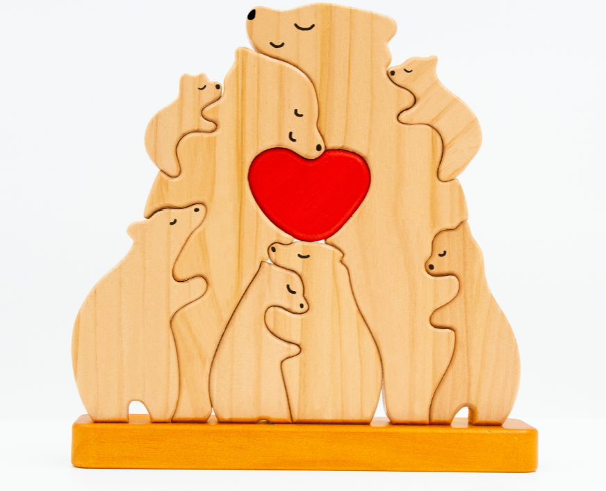 Bayline™ | Gepersonaliseerde Houten Beren Familie