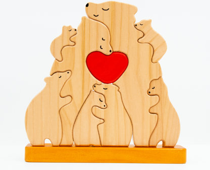 Bayline™ | Gepersonaliseerde Houten Beren Familie
