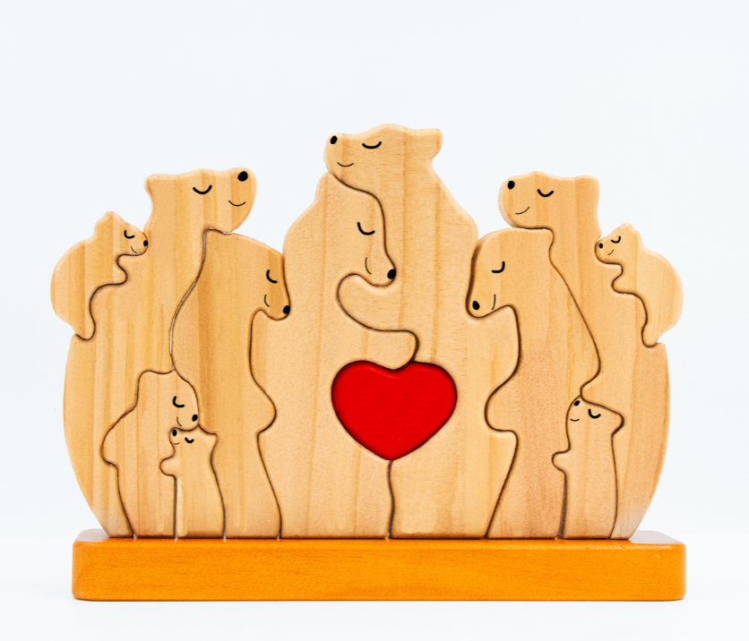 Bayline™ | Gepersonaliseerde Houten Beren Familie