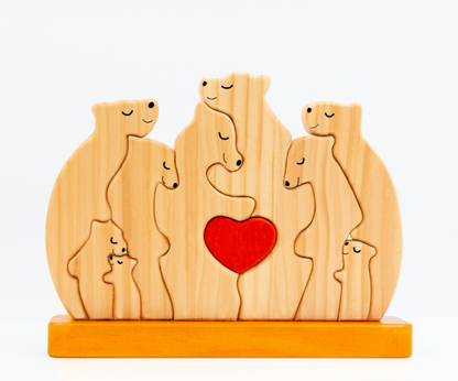 Bayline™ | Gepersonaliseerde Houten Beren Familie