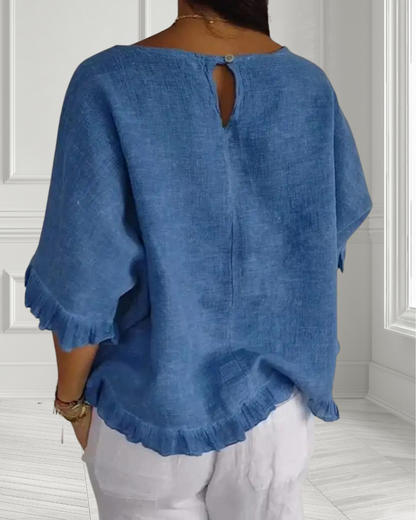Bayline™ |  Casual Top Met Ruches en Brede Hals