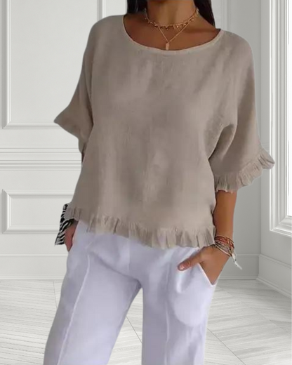 Bayline™ |  Casual Top Met Ruches en Brede Hals
