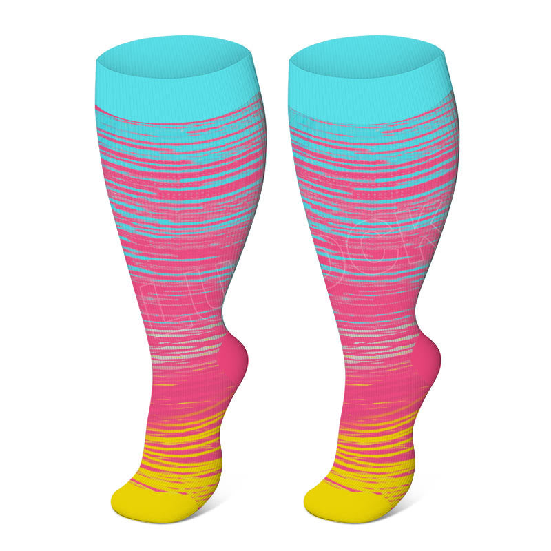 Bayline™ | Grote Maten Heldere Streep Compressiesokken (3 Veelkleurig Paar)
