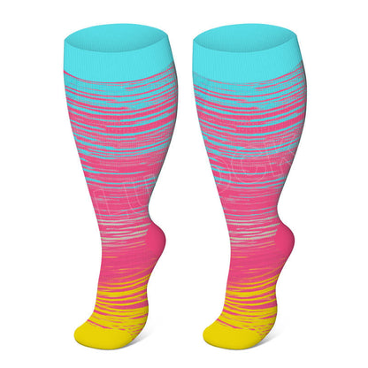 Bayline™ | Grote Maten Heldere Streep Compressiesokken (3 Veelkleurig Paar)