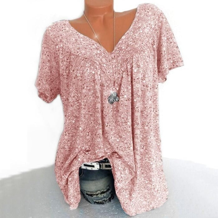 Bayline™ | V-hals Losse Korte Mouw Print Casual Vrouwen T-shirt