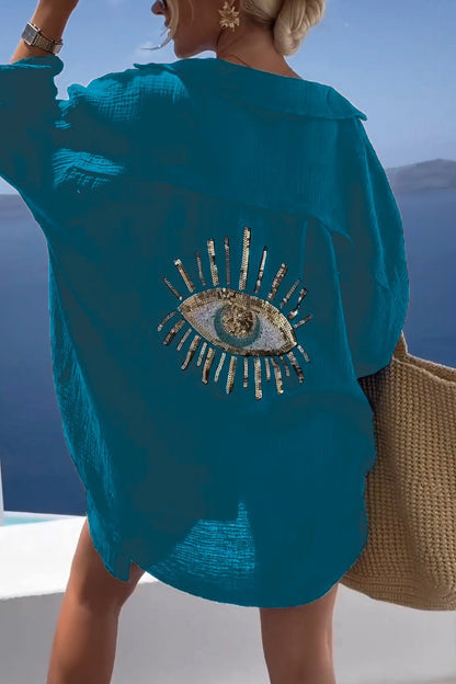 Bayline™ |  Evil Eye Casual Pailletten Kralen Shirt