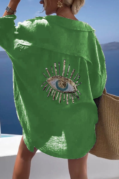 Bayline™ |  Evil Eye Casual Pailletten Kralen Shirt