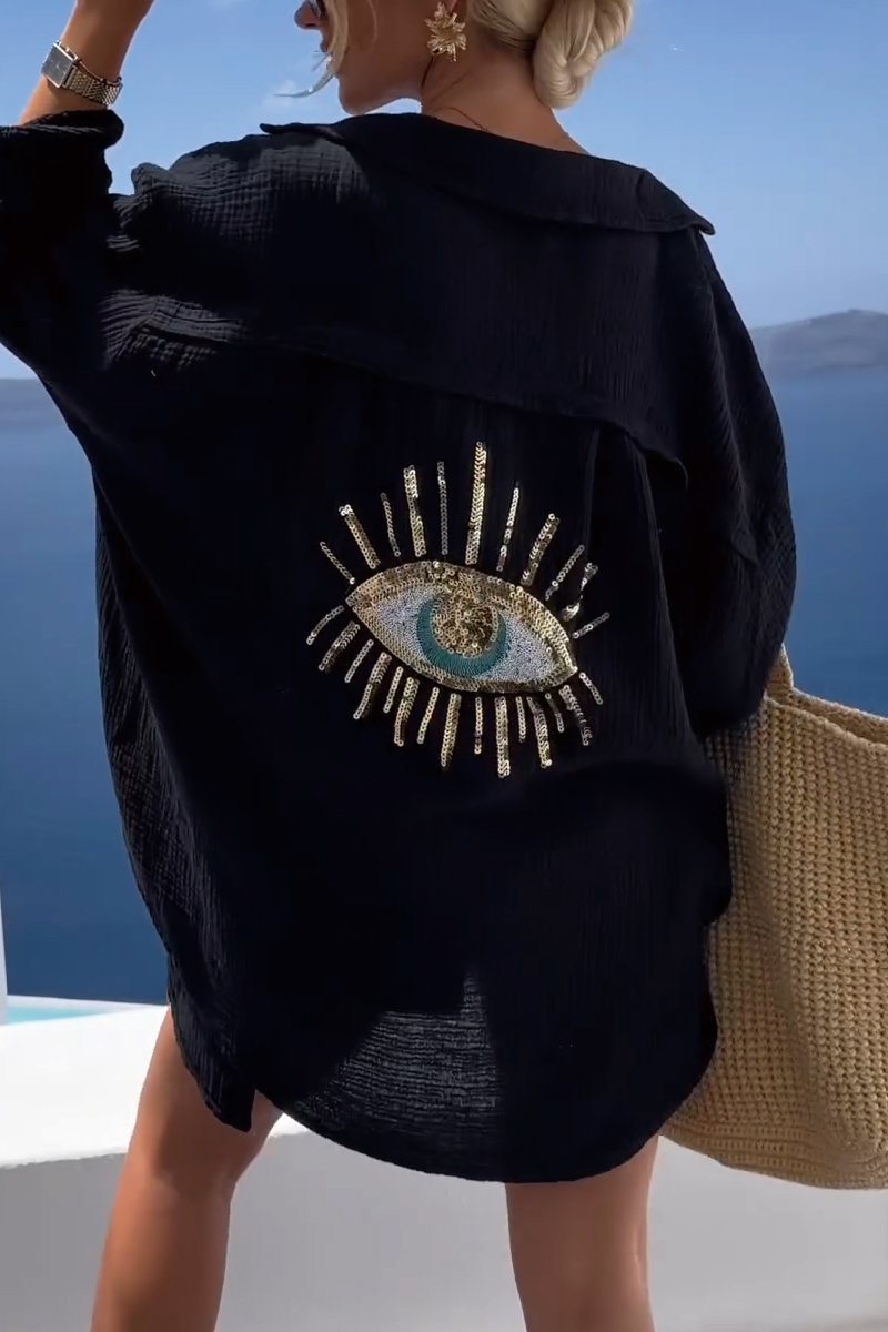 Bayline™ |  Evil Eye Casual Pailletten Kralen Shirt