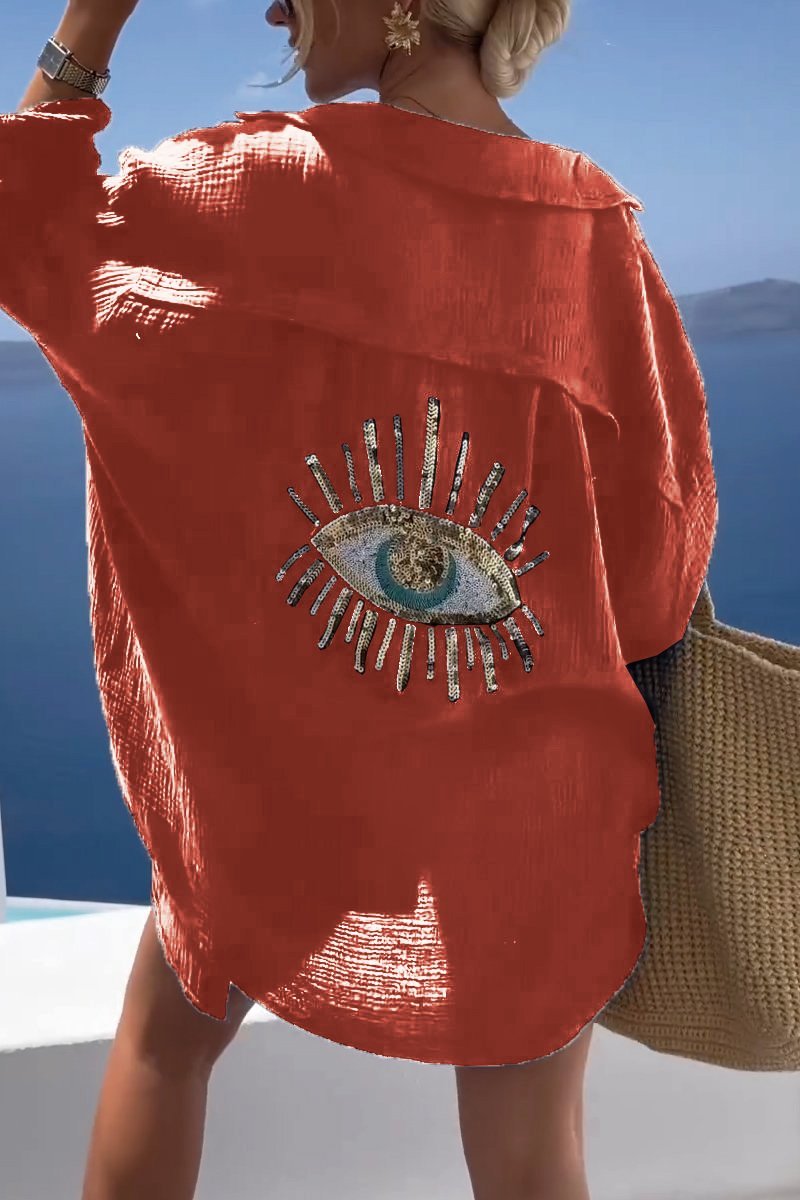 Bayline™ |  Evil Eye Casual Pailletten Kralen Shirt