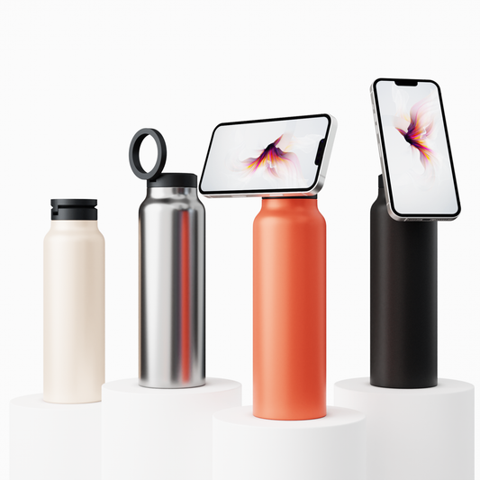 FluidFlex™ waterfles | Roestvrijstalen waterfles en magnetische telefoonhouder in 1!