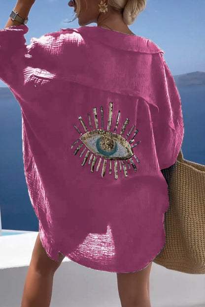 Bayline™ |  Evil Eye Casual Pailletten Kralen Shirt