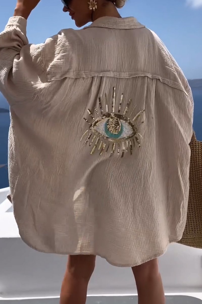 Bayline™ |  Evil Eye Casual Pailletten Kralen Shirt