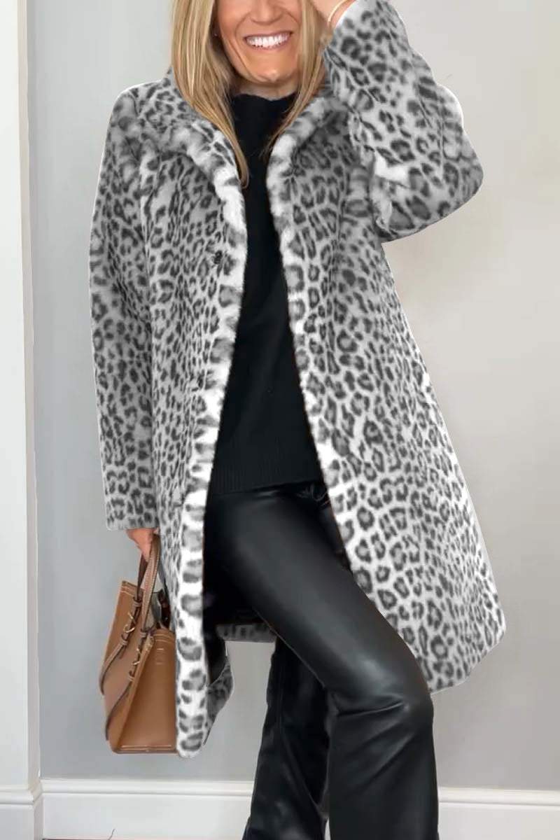 Bayline™ | Luipaard Kapel Imitatiebont Winterjas