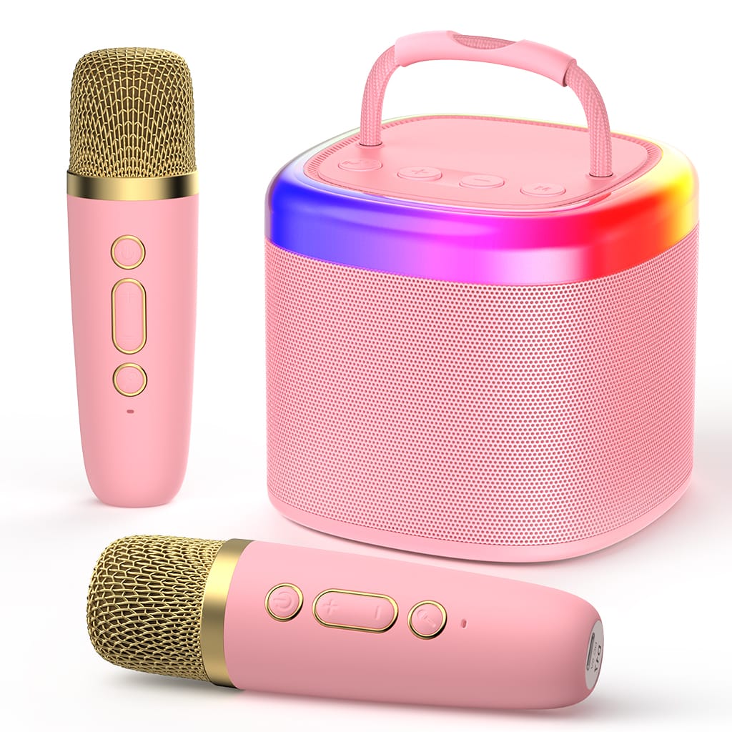 Bayline™ |  D17 Mini Karaoke Machine Voor Kinderen Met Draadloze Microfoons