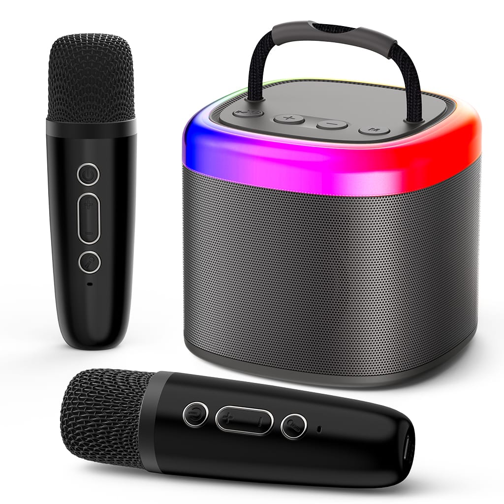 Bayline™ |  D17 Mini Karaoke Machine Voor Kinderen Met Draadloze Microfoons