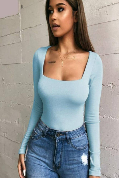 Bayline™ | Vierkant Bodysuit Lange Mouw