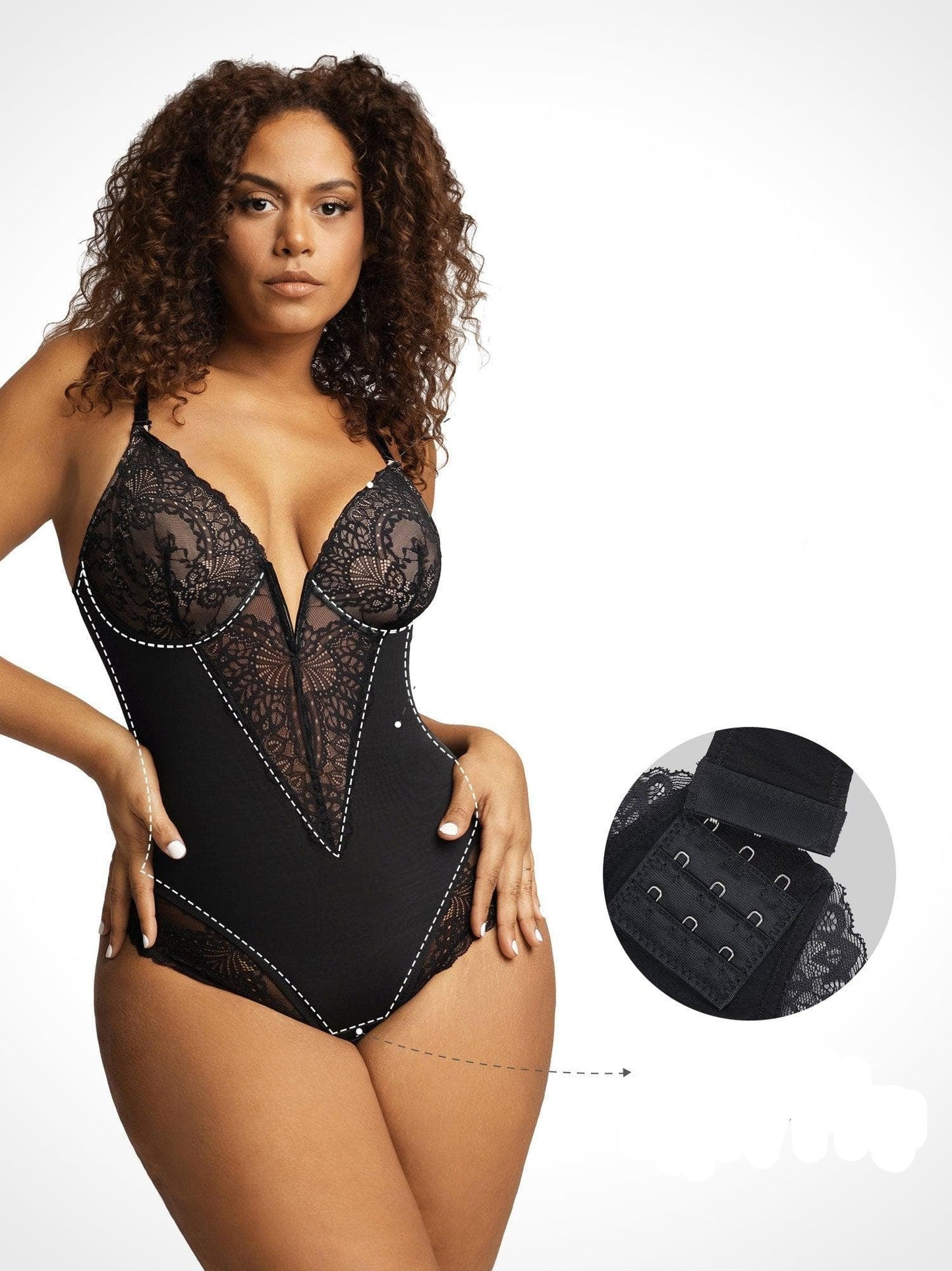 Bayline™ | Kanten Deep-V Hals Bodysuits