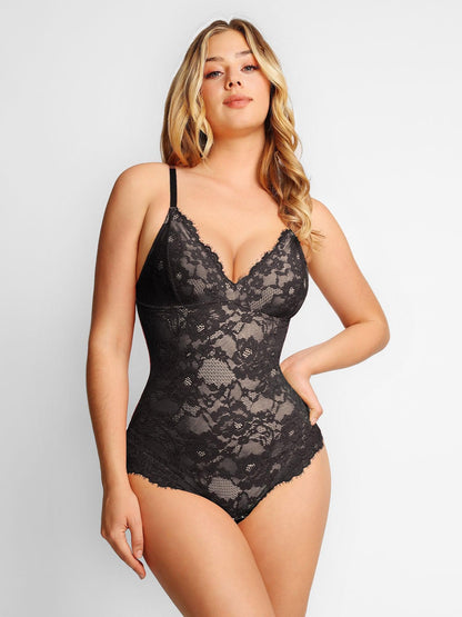 Bayline™ | Kanten Deep-V Hals Bodysuits