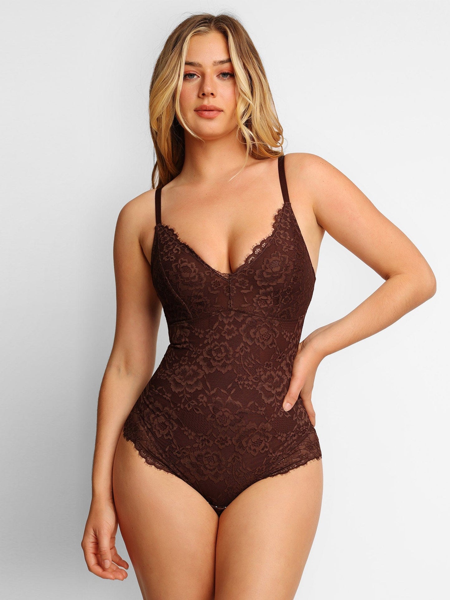 Bayline™ | Kanten Deep-V Hals Bodysuits