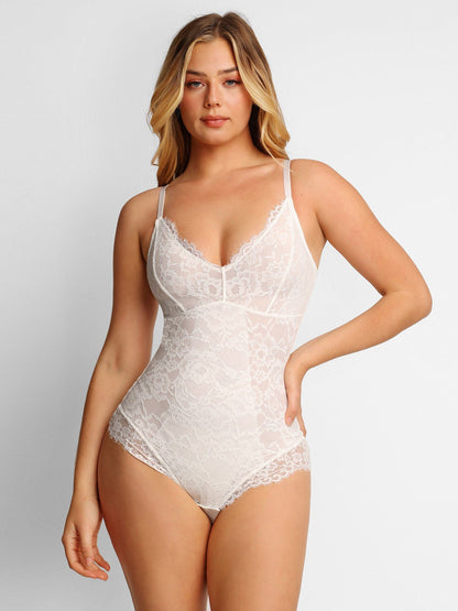 Bayline™ | Kanten Deep-V Hals Bodysuits