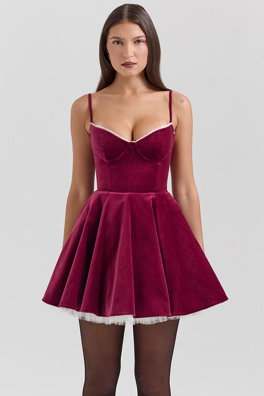 Bayline™ |  Elisse Mini Jurk Bourgondië