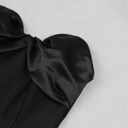 Bayline™ |  Strapless Spandex Jumpsuit Met Ruches Zwart