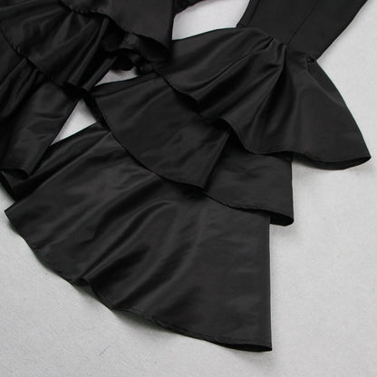 Bayline™ |  Strapless Spandex Jumpsuit Met Ruches Zwart